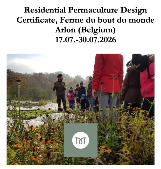 Residential Permaculture Design Certificate (group of people learning in biodiversity meadow)