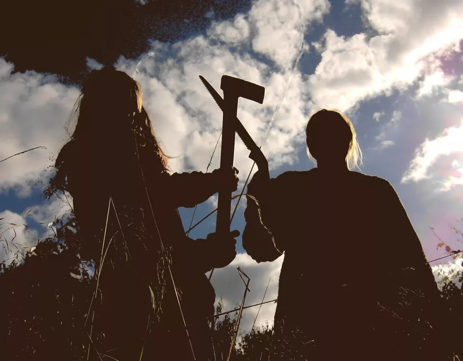 2 persons with tree-fighting-tools