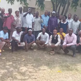 Trained permaculture practitioners with local leadership from the district. PEACE Foundation staffs with district leaders monitoring project activities in Bundibugyo district, western Uganda.